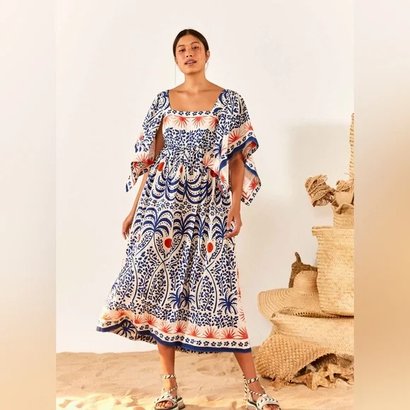 Farm Rio Afternoon Breeze Midi Dress - Picture 2 of 9